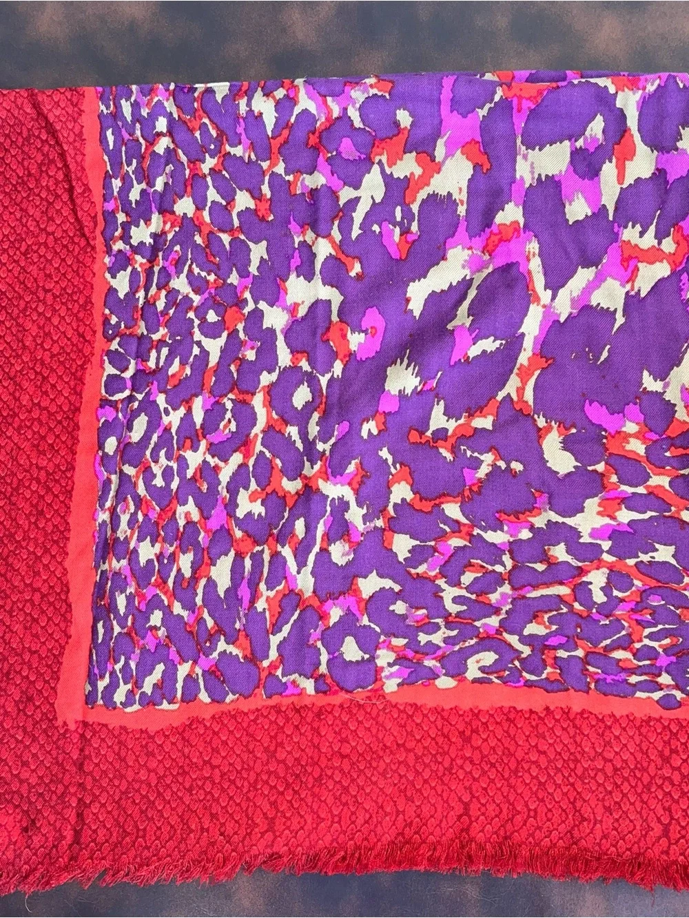 Coach Ocelot Animal Print Square Shawl Scarf NWT Accessory Purple Red 52”X 52”
